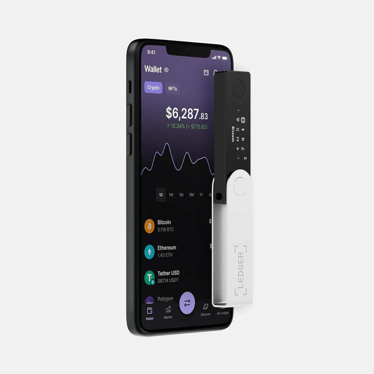 Ledger Nano X™ Hardware Wallet – Secure Crypto & NFT Wallet with Bluetooth and USB-C – Onyx Black